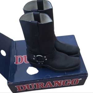 Durango Black Leather Western Boots with Buckle